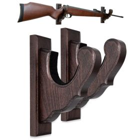Gun Rack Wall Mount Hold Up Displays Horizontal Gun Rack and Shotgun Hooks Store Rifle Shotgun Bow Real Hardwood Hanger Brown Umber