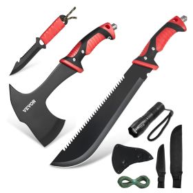 Hatchet Machete Knife Set Sheath Hunting Knife Flashlight Paracord