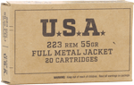 Winchester Usa 223 Rem (Options: 55GR FMJ 20RD 50BX/CS)