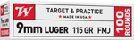 Winchester Usa 9Mm Luger 115Gr (Options: FMJ 100RD 10BX/CS)
