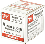 Winchester Usa 9Mm Luger (Options: 115GR FMJ 50RD 20BX/CS)