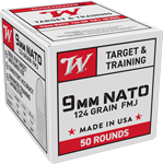 Winchester Usa 9Mm Luger (Options: 124GR FMJ-RN 50RD 20BX/CS)