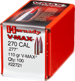 Hornady Bullets 270 Cal .277 (Options: 110GR V-MAX W/CANNELURE 100CT)