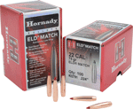 Hornady Bullets 22Cal .224 (Options: 75GR ELD-M MATCH 100CT 25BX/CS)