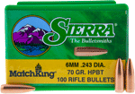 Sierra Bullets 6Mm .243 (Options: 70GR HP-BT MATCH 100CT)