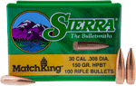Sierra Bullets .30 Cal .308 (Options: 150GR HP-BT MATCH 100CT)